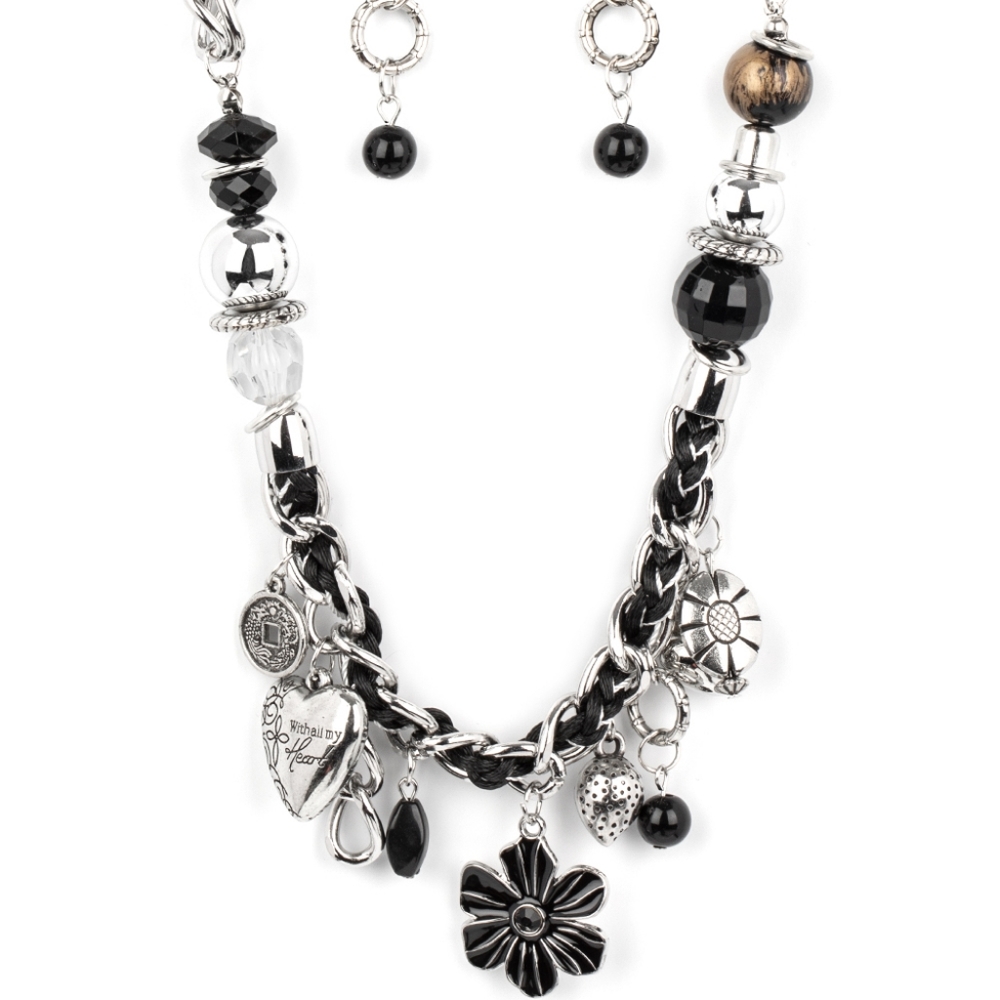 Silver necklace with matching  earrings